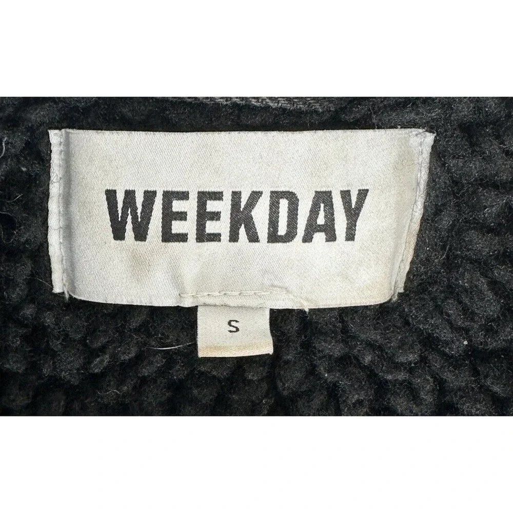 Men's Weekday  Black Sherpa Lined Trucker Jacket Size Small